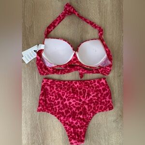 Hot pink leopard print Brazilian bikini size large